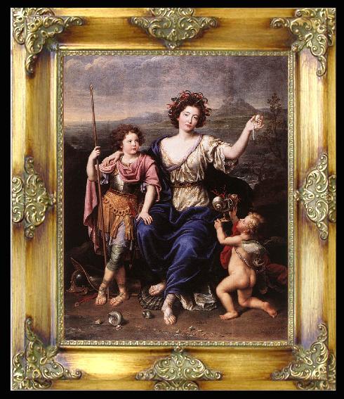framed  MIGNARD, Pierre The Marquise de Seignelay and Two of her Children, Ta039